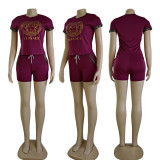 Summer Bronzing Casual Short Sleeve Shorts Set