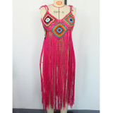 Women Sexy Fringe Beach Midi Dress
