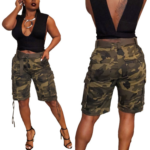 Camo Printed Work Shorts Pants