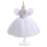 Children's Princess Dress Bubble Sleeves Fluffy Dress Dress Girl's Children's Dress