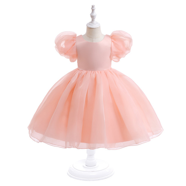 Children's Princess Dress Bubble Sleeves Fluffy Dress Dress Girl's Children's Dress