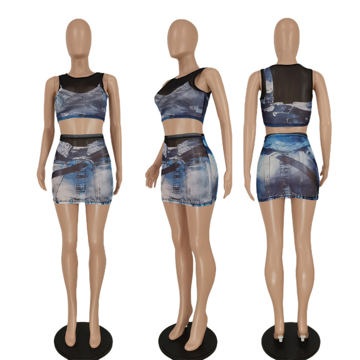 Digital Print 2 piece Skirt Set