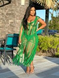 Women's Sexy Crochet Hollow Out Fringed Beach Dress