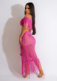Women's Casual Mesh Fringe Beach Dress Two-Piece Set