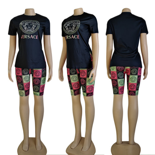 Printed Short Sleeve Shorts Set