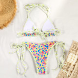 Contrast Printed Strap Sexy Bikini