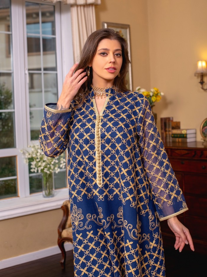 Muslim Abaya Embroidered Dress