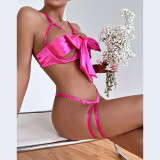 Women Cutout Satin Sexy Lingerie Set