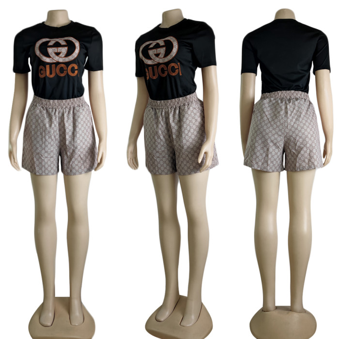 Digital Printed Short Sleeved Shorts Set