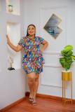 Summer Casual Colorful Printed Short Sleeved Set