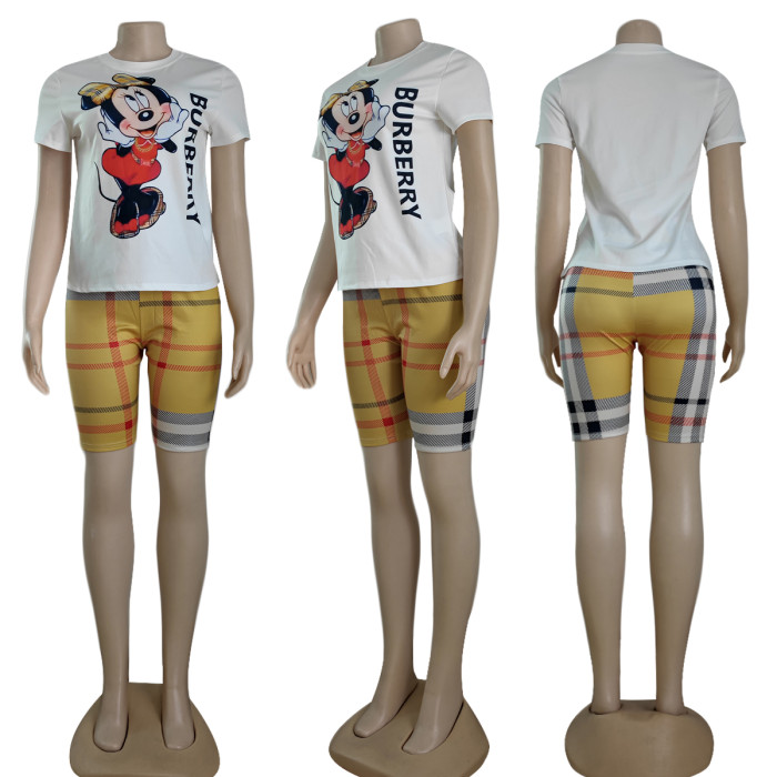 Mickey Plaid Short Sleeve Shorts Set