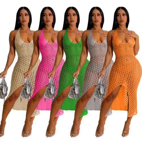 Sexy Slim Knit Jacquard Sleeveless Dress