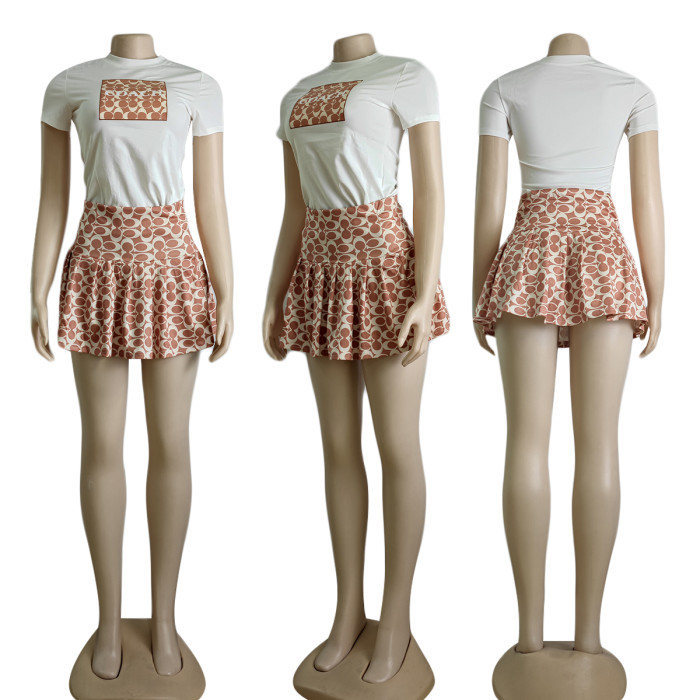 Fashion Style Short Sleeve+Short Skirt Two Piece Set