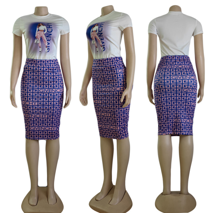 Summer Style Commuter Short Sleeve+Short Skirt Sexy Two Piece Set