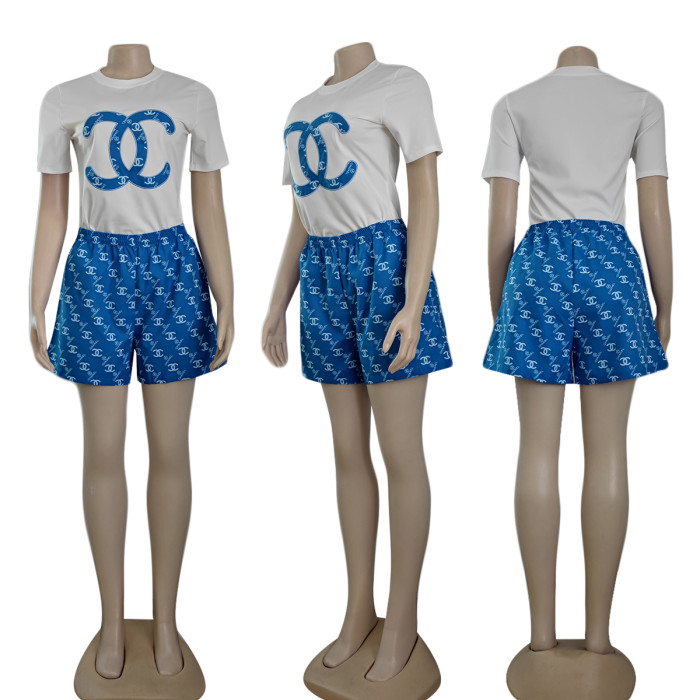Printed Top+Cool Silk Shorts Set
