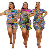 Summer Casual Colorful Printed Short Sleeved Set