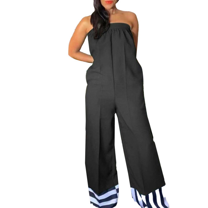 Puse Size Panel Printed Contrast color Jumpsuit