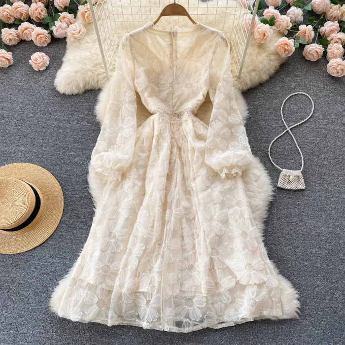 Embroider Lace Casual Cocktail Dress