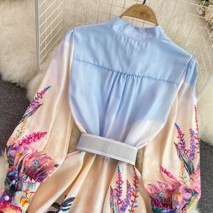 Tie Dye Print Pleated Short Dress