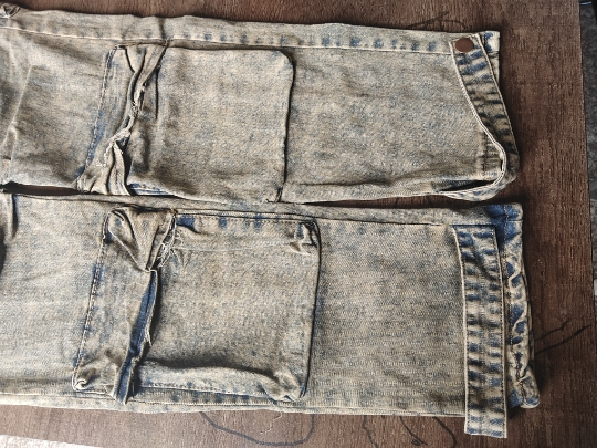 Fashionable Multi Pocket Cargo Straight Pants Street Wash Jeans