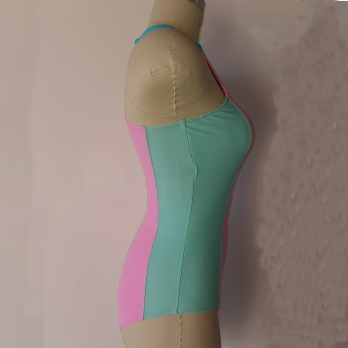 Contrast Color Hanging Neck Sexy Slim Fit Bikini Swimwear