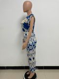 Short Sleeve Printed Crop Top And Pants 2 Piece Set Casual Summer Sets