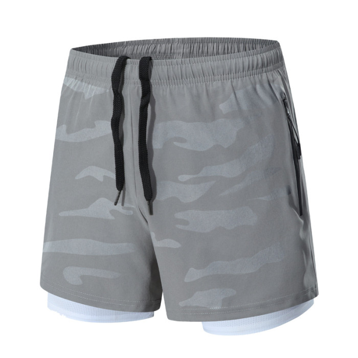 Men's summer sports shorts Quick drying outdoor casual running fitness shorts with lining double layer basketball shorts