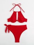 Solid Color Sexy Bikini Women Two Pieces Swimwear