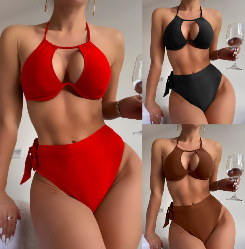 Solid Color Sexy Bikini Women Two Pieces Swimwear