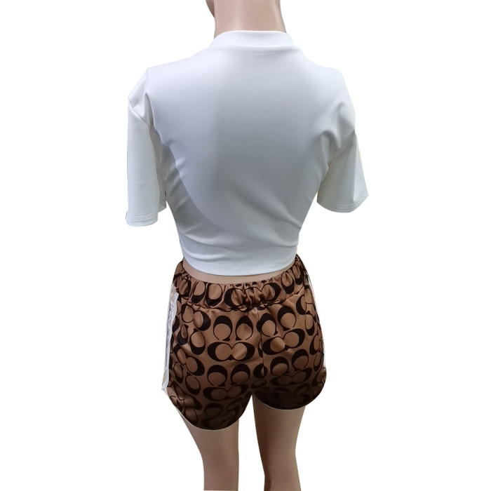 Fashion Printed Shorts Short Sleeved Pants Set