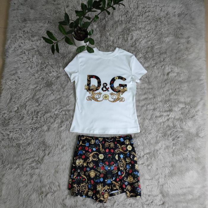 Printed Short Sleeves+Double Duplex Shorts