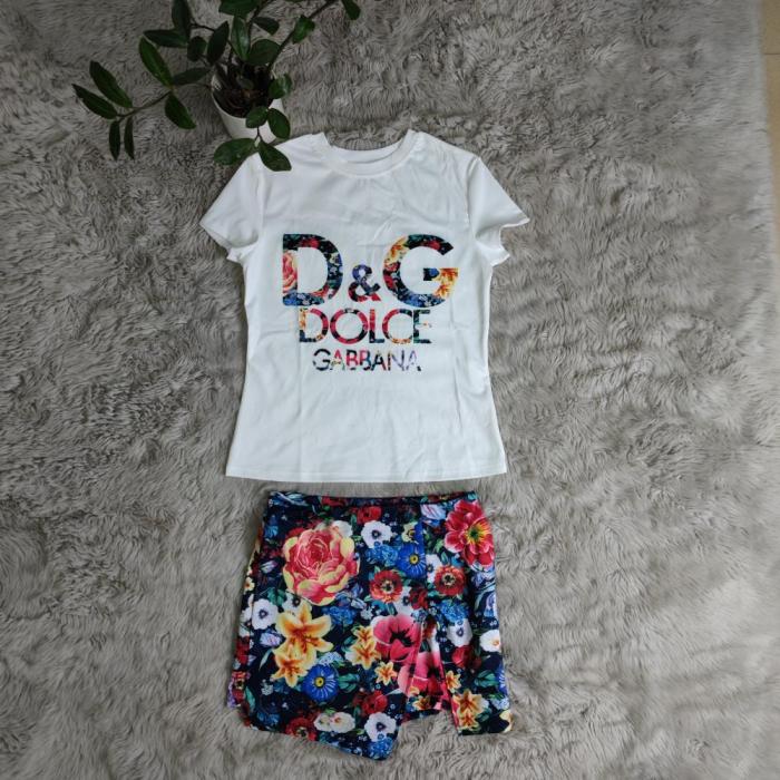 Printed Short Sleeves+Double Duplex Shorts