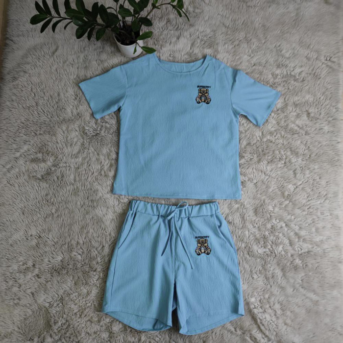Solid Embroidered Bullet Casual Short Sleeved Set