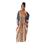 Elastic Soft and Loose Fitting Positioning Printed Maxi Dress