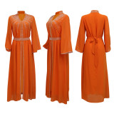 Fashion Hot Diamond Chiffon Dress with Belt