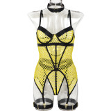 Large Mesh Splicing with Steel Ring Hanging neck and leg ring underwear