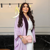 Muslim Fashion Bright Silk Satin Solid Bat Sleeve Robe