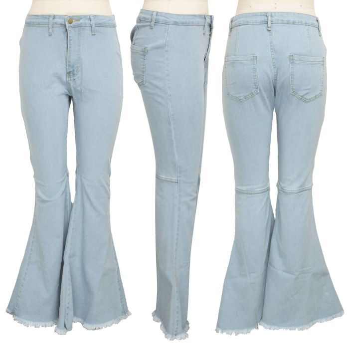 Fashion Versatile Slim Fit Stretch Denim Elastic High Waist Bell Bottom Pants Flared Jeans