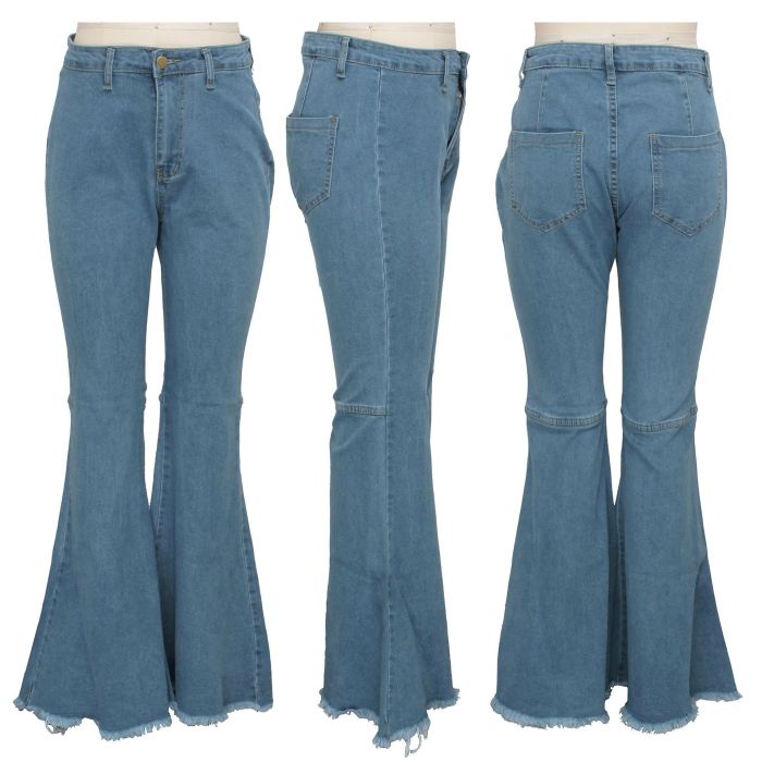 Fashion Versatile Slim Fit Stretch Denim Elastic High Waist Bell Bottom Pants Flared Jeans