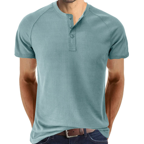 Mens Tee Shirt Men's Fashion Casual Sports Breathable Henley Collar T Shirt Short