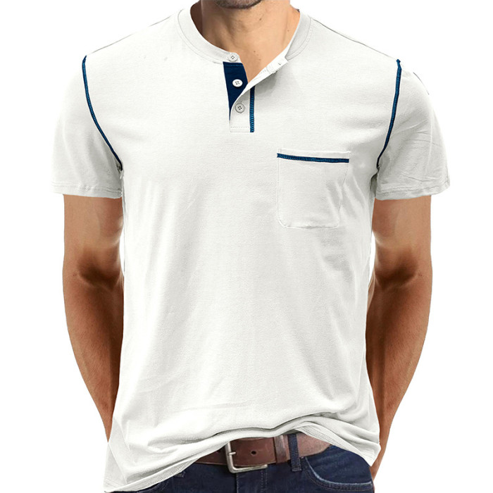 Men's Short-sleeved Round Neck Slimming T-shirt Fashion Casual Solid Slimming Top Short