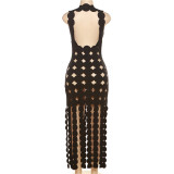 Sexy Sleeveless Hollow out High Waist Slim Fit Long Dress