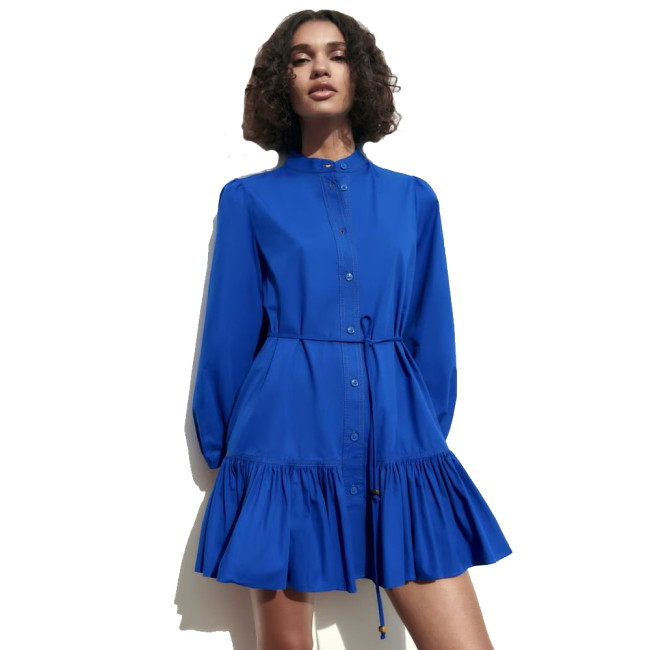 Women Ruffled Shirt Dress