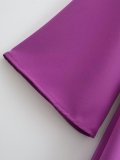Elegant Retro Fashion Purple Surplice V Neck Long Sleeve Midi Dress