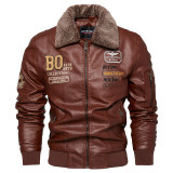 Men's Faux Leather Motorcycle Style Warm Jacket