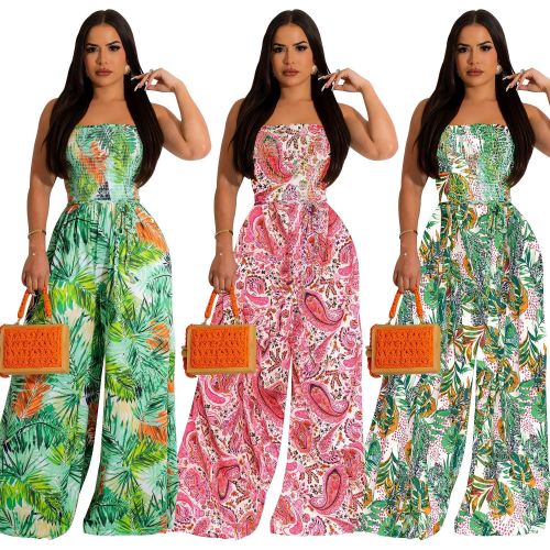 Floral Print Sleeveless Collarless Jumpsuit