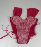 Sweet and Romantic Flower Lace Up Strap Top