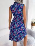 Cinched Waist Mushroom Hemline Ruffled Floral Dress