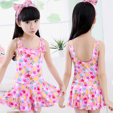 Children's swimsuit, one piece split princess girl swimsuit, middle and large children's skirt style student swimsuit