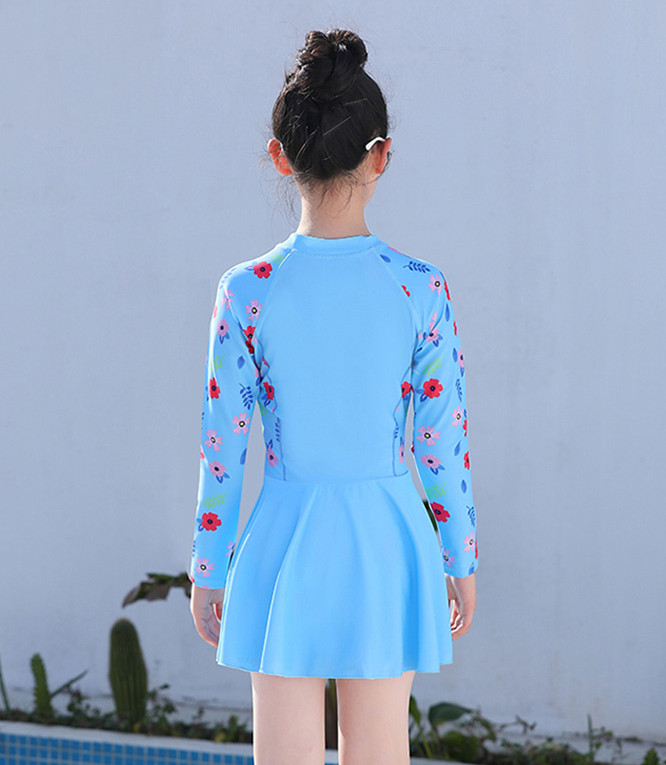 Children's Swimsuit Girls' One piece Long Sleeved Cute Swimsuit